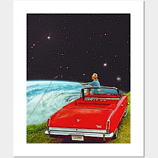 Fishing For Something - Space Collage, Retro Futurism, Sci-Fi Posters and Art